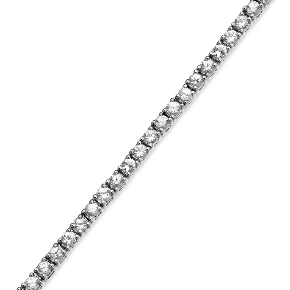 New 2mm 18"CZ Stoned Silver Plated Tennis Necklace - Picture 2 of 4